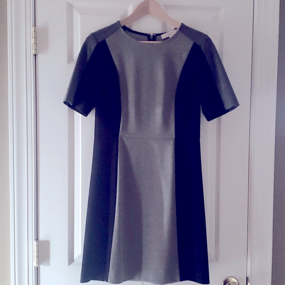 Worn once!  Gray/black colorblock dress size 4